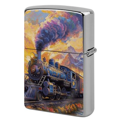 Steam Train Scenery Lighter Case Personalized Double-Sided Lighter Cover Metal Protector Reusable Graffiti Lighters Sleeve