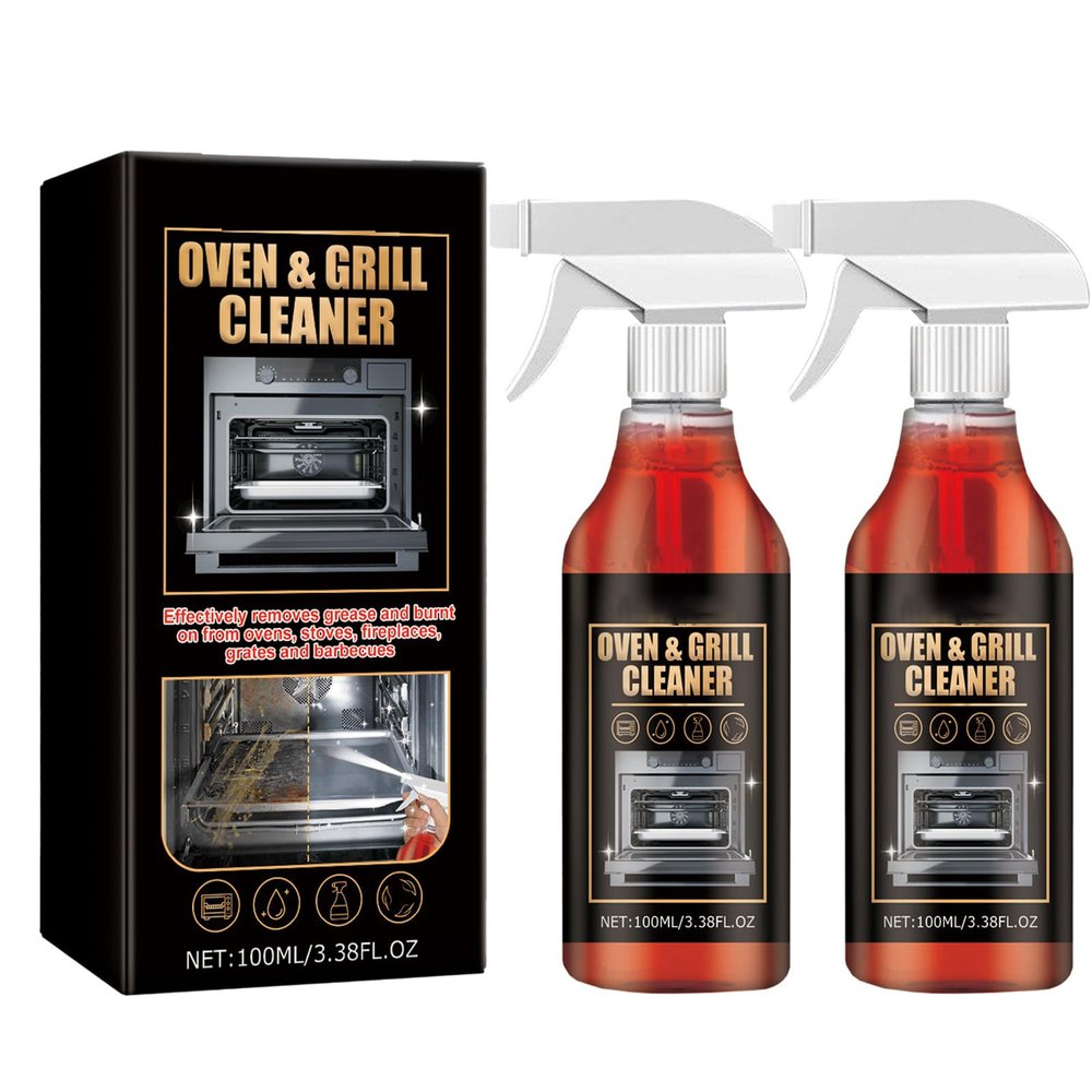 Oven & Grill Cleaner Spray, Oven Cleaner, Oven Rack & Grill Cleaner, Eliminates Thick Grease & Build Up, Odor and Grease Remover, Stainless Steel Safe, 3.38 FL. OZ (2PC)