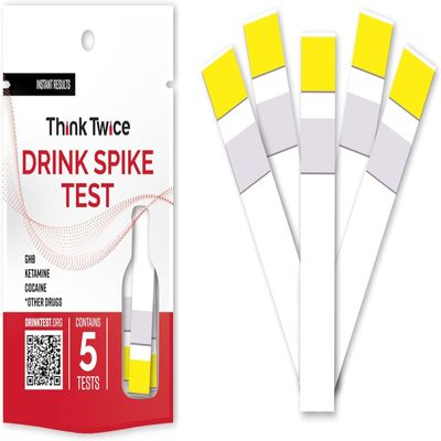 Think Twice Drink Safety Test Strips Beverage Awareness Strips for Nights Out | Fast Color-Change Results | Portable, Discreet | 125 Count