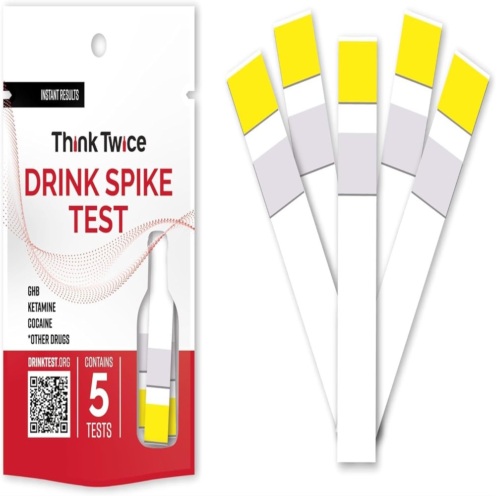 Think Twice Drink Safety Test Strips Beverage Awareness Strips for Nights Out | Fast Color-Change Results | Portable, Discreet | 125 Count