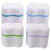 COLLBATH 4pcs Denture Bath Box: Portable Soaking Cup with Strainer Basket - False Teeth Storage Container for Outdoor Retainers and Orthodontic Appliances view 1