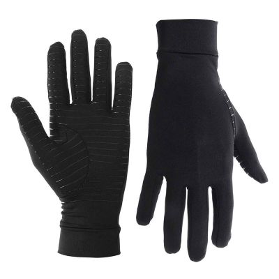 Ymiko Copper Infused Compression Gloves Full Finger Arthritis Relief Non Slip Silicone Gel Breathable Comfort Fit for Men Women Size M