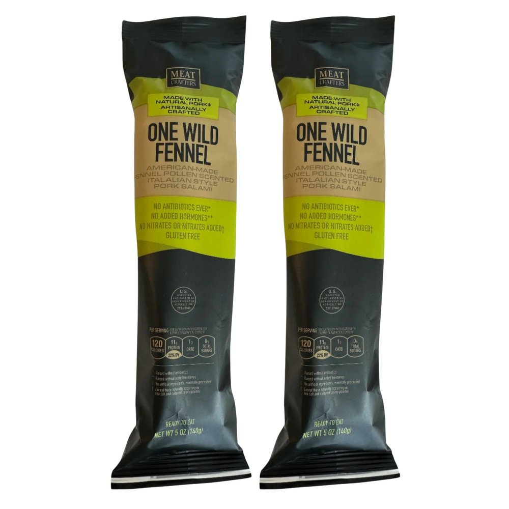 MeatCrafters One Wild Fennel Salami, Herb-Seasoned Dry-Cured Salami, Seasoned All-Natural Duroc Pork for Charcuterie Boards, Cheese Boards and Gourmet Snacking, 5 oz, Pack of 2