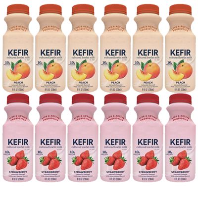 Lowfat Kefir, Club Size Variety Pack, Strawberry, Peach, 12 pk./8 oz.