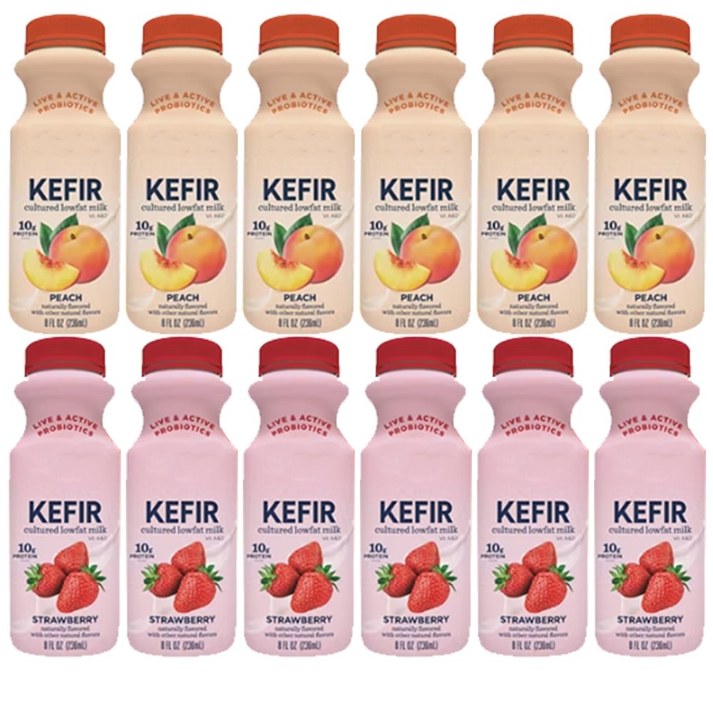 Lowfat Kefir, Club Size Variety Pack, Strawberry, Peach, 12 pk./8 oz.