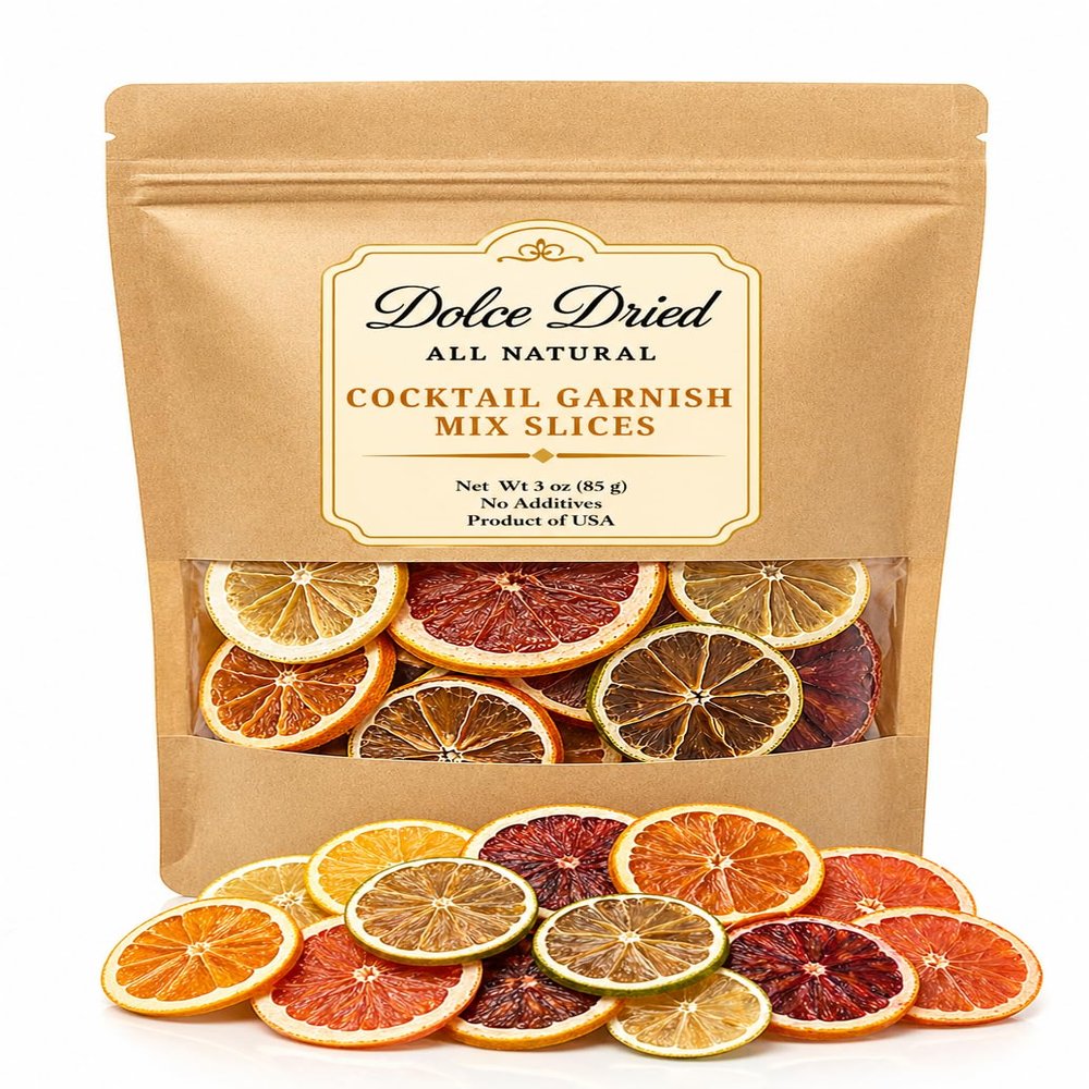 Dried Citrus Slices Mix 5 Varieties (,Blood Orange,Orange, Lemon, Lime, Grapefruit) Cocktail Garnish Kit with Tweezers Natural Drink & Dessert Decor by Dolce Dried