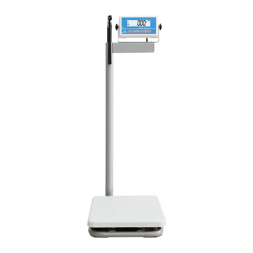 USZWBY Digital Medical Scale with Height Rod - Electronic Weight Scales for Bathroom - 90 Rotatable Instrument Head - Accurate and Easy-to-Use! (Accuracy 20g)