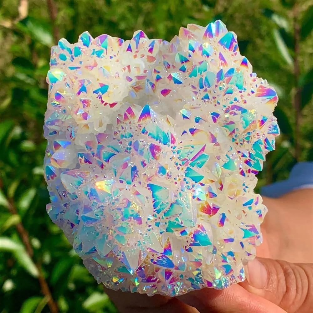 Beautiful Quartz Crystal Rainbow Titanium Cluster Ornaments (Size : 80-100g)