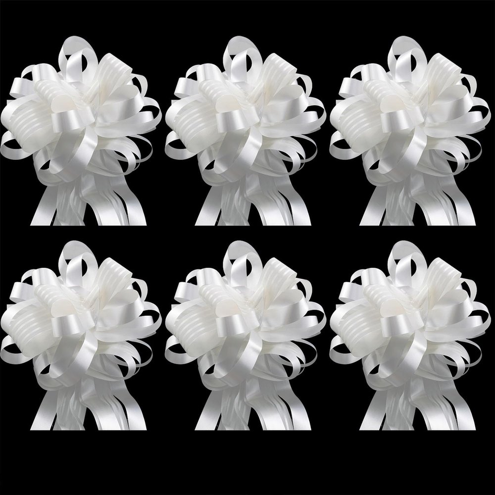 DGZZI 6PCS Pull Bow Two Tone Gift Bow 7.08 Inch Reusable Ribbon Bow for Wedding Birthday Packaging Gift Baskets Party Large Decoration