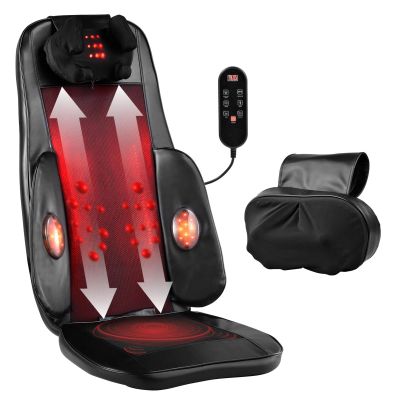 Neck and Back Massager with Heat, 3D Shiatsus Massage Cushion, 2 Replaceable Heads (V Shaped/U Shaped), 2 Heat Levels, Remote Control with 3 Neck Intensities & 10-30 Min Timer