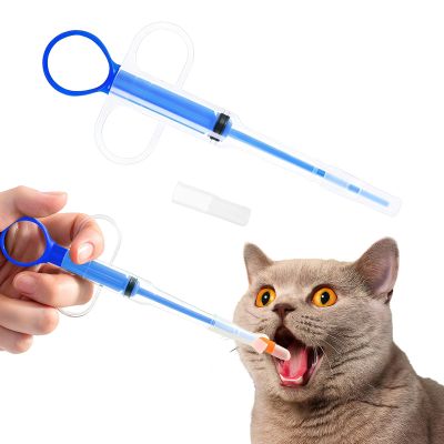 Upgrade 2 Pack Dog & Cat Pill Shooter, Pet Medicine Feeder Syringe with Soft Silicone Tips, Reusable Pill Dispenser for Small, Medium & Large Pets (Blue)