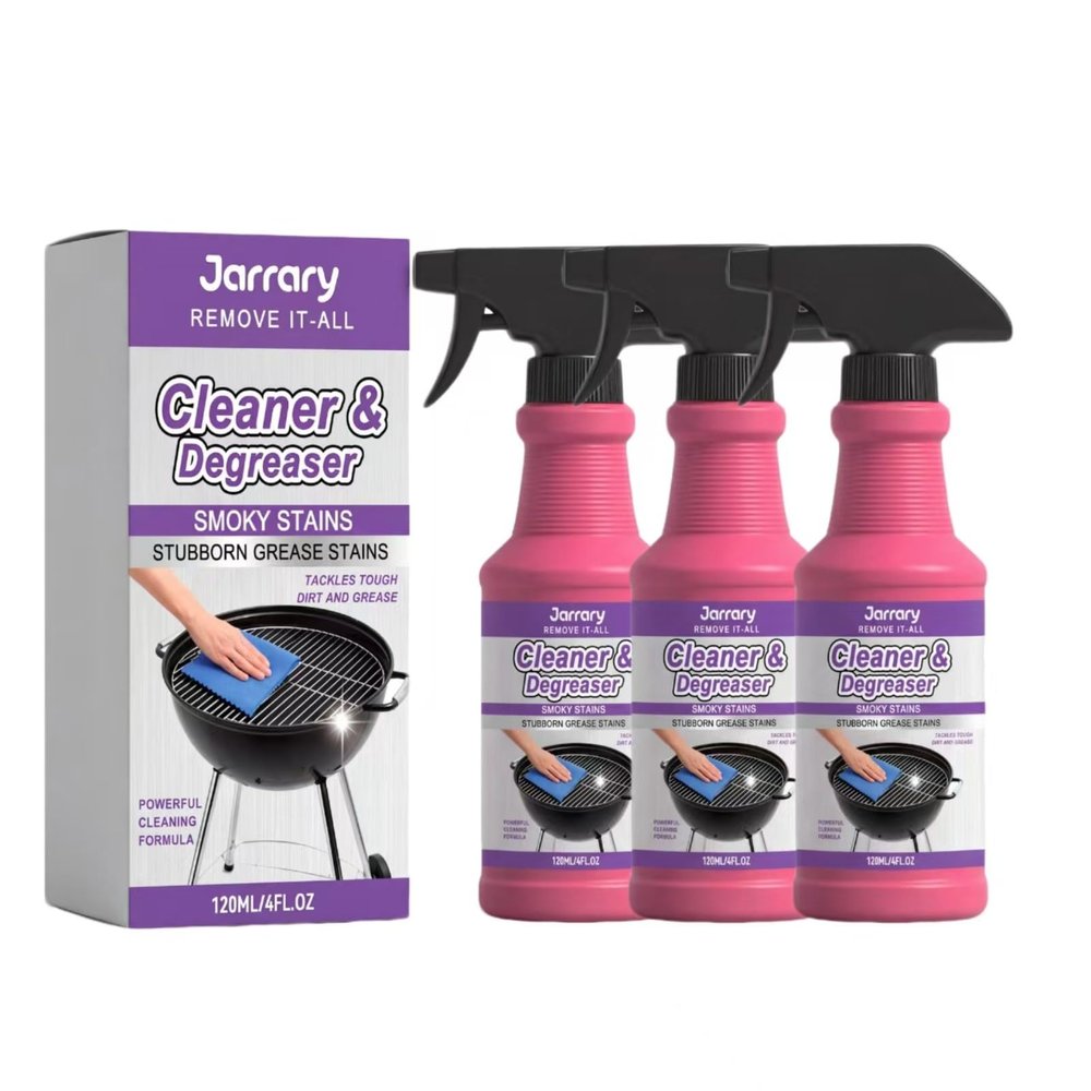 Fast-Acting Heavy-Duty Grill Degreaser Spray, BBQ Grease Cleaner for Outdoor Grills, Smokers, Grates, Removes Stubborn Carbon & Grease (3pcs)