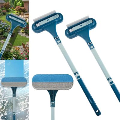 2 in 1 Window Screen Cleaning Brush with Squeegee, Mesh Screen Cleaner Tool for Home, Detachable Window Screen Brush Cleaning Tool Value Set for Window Mesh and Glass Cleaning (Blue, 2pcs)