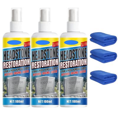 Headstone Restoration & Cleaning Spray, Tombstone & Monument Cleaning Spray, Stone Cleaner Gravestone Cleaning Kit, Efficient Cleaning No Damage (3pcs)