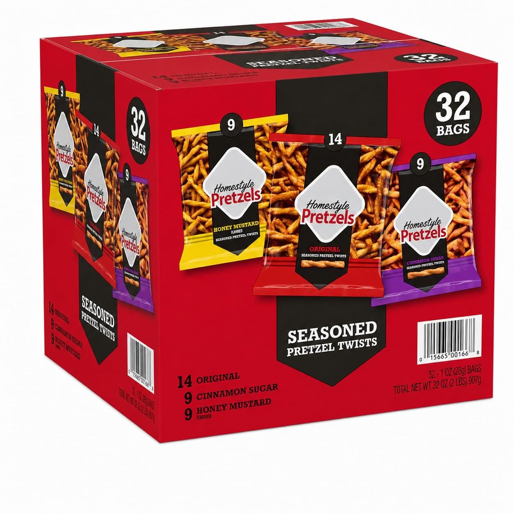 Pretzel Twist (Variety) 32 pack Individual 1oz Snack Bags, Baked Crunchy Snacks, No Artificial Flavors - Wholesome, Crunchy, Healthy Snacks for everyone.