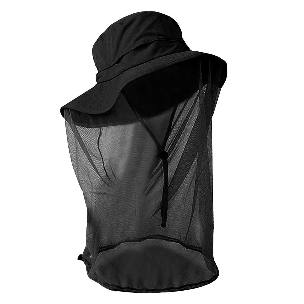 Reberomantique Men Women Mosquito Head Net Hat Safari Sun Hat with Veil Mesh for Insect, Fly and Bug Protection Black