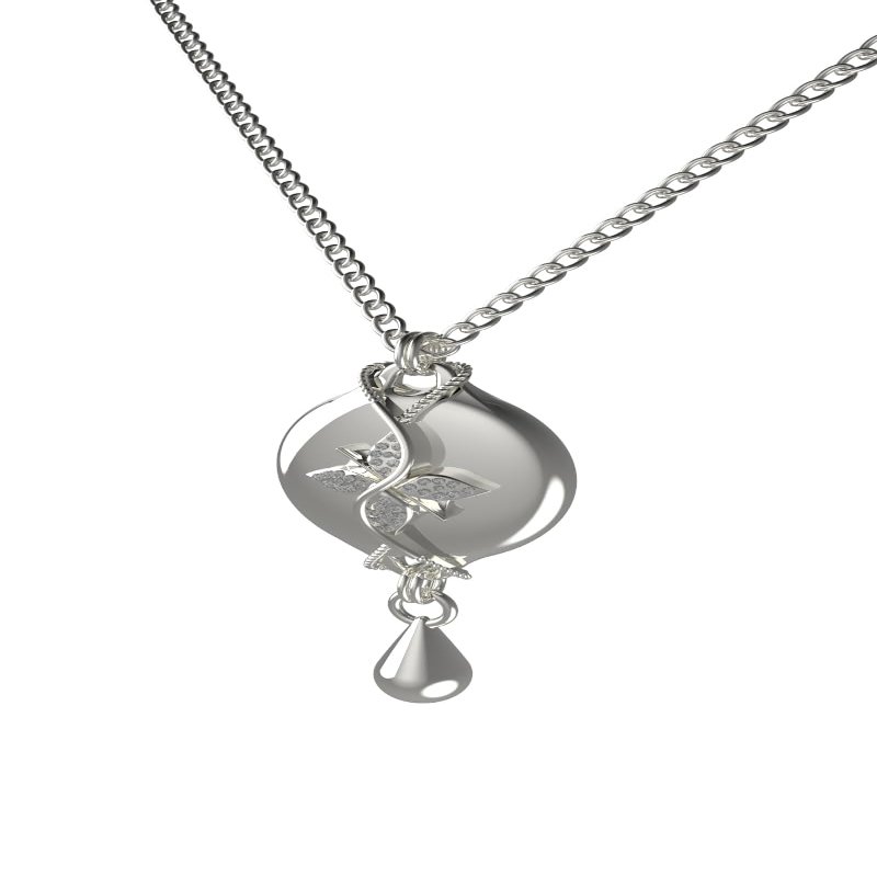 ResQ Luxury Safety Necklace for Women, Medical Alert Necklace, GPS Tracker, 24/7 Human Agent Support, Personal Alarm Jewelry - Mahi Wheat Necklace (Silver on Silver)