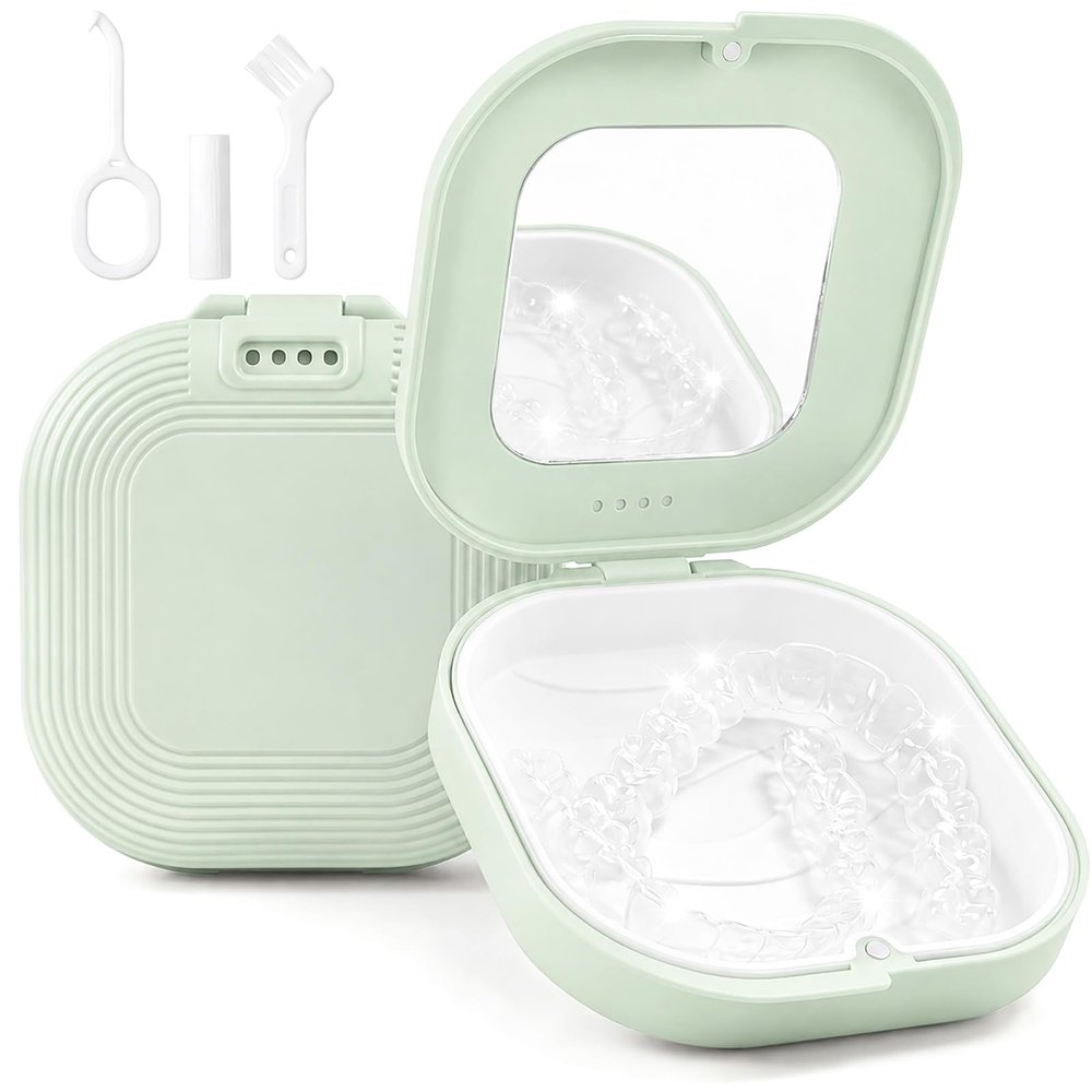 Retainer Case with Mirror, Aligner Case with Vent Holes for Invisalign