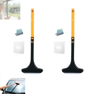 2 in 1 Window Screen Cleaning Brush, Car Screen Cleaning Brush with Squeegee, Wet Dry Dual-Use Window Screen Cleaner Tool, Multi-Purpose Mesh Screen Cleaner for Patio Door Porch (Yellow)