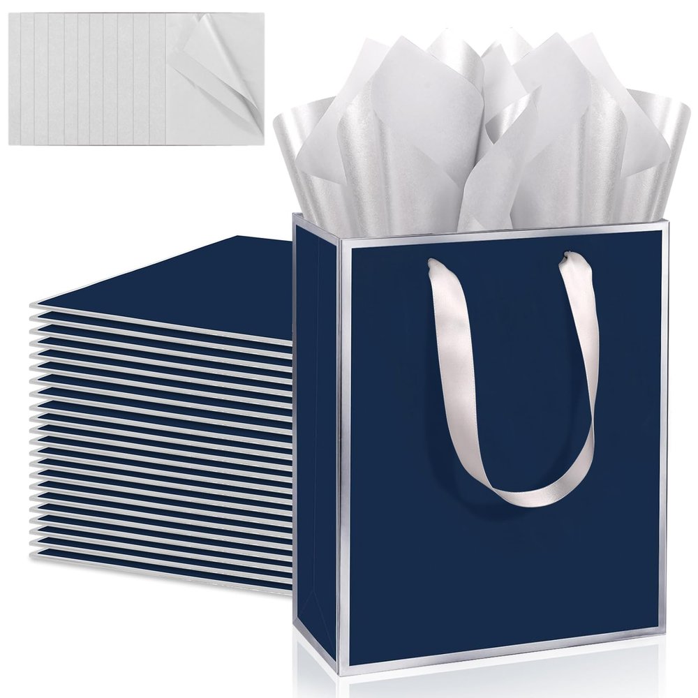 Addblu 28 Pack Bulk Luxury Gift Bags with Handles & 28 Tissue Papers