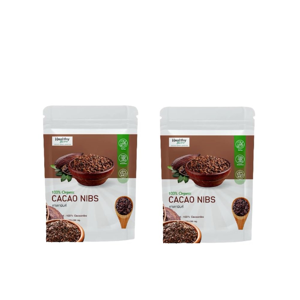 (Pack of 2) Cacao Nibs - Crunchy Unsweetened Raw Cocoa Bean Pieces - Plant-Based Topping for Smoothies, Yogurt, and Oatmeal - Natural Chocolate Flavor for Baking 100g