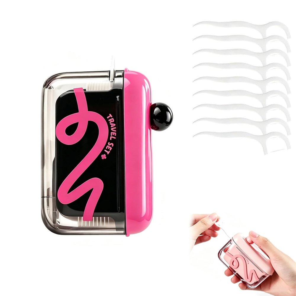Automatic Pop-Up Portable Floss Pick Dispenser Refillable Travel Storage Case Compact Oral Care Organizer Box for Home Restaurant Workplace Pocket Use