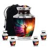 Fashionzaadi Jesus Urn - Religious Memorial Urn for Human Ashes Burial - Combo 3 - Large with 3 Inch Pack of 4 - Sunrise Cremation Urns for Adult Ash - Funeral Decorative Ashes - Burial Urns for Ash view 1