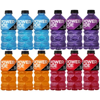 Powerade Sports Drink Variety Pack, 20 oz Bottles (12 Pack) Mountain Berry Blast, Orange, Grape & Fruit Punch Electrolyte Hydration for Sports, Workouts & Recovery