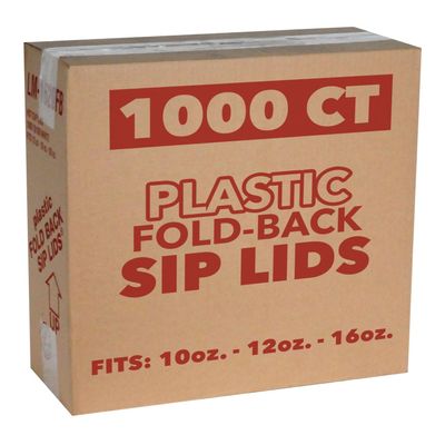 VeZee Plastic Flat Tear-Back with Pinhole Design Lids for 10, 12 & 16 oz Poly Paper Cups | Leak Resistant Design, Disposable Drinkware for Cafe Office & Takeaway Use | 1000 Count
