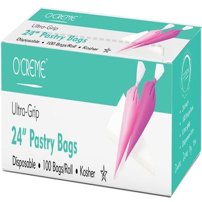 Professional Tactile-Grip 24 Inch HD/LD Polyethylene Non-Slip Pastry Bags 100 Count Roll