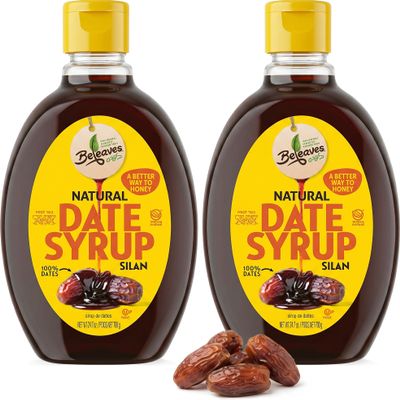 Beleaves Natural 100% Date Syrup, 24 oz (2 Pack) | Silan | Gluten-Free | Honey Substitute | Baking, Drizzling & Cooking Sweetener | Kosher