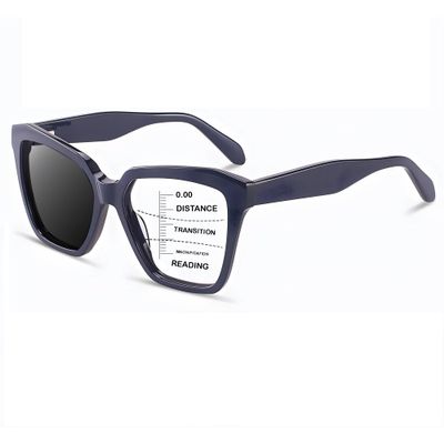 HOOBAY Photochromic Progressive Multifocus Reading Glasses Women,Progressive Readers No Line Quick-Transition Sunglasses (Pearl Blue, 3, x)