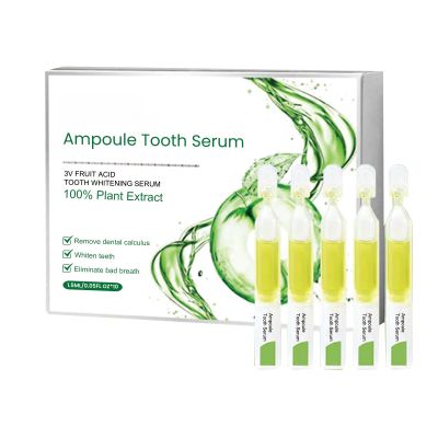 Ampoule Tooth Serum, 3V Fruit Acid Whitening Serum, 100% Plant Extract, Removes Dental Calculus, Freshens Breath, 1.5ml x 10