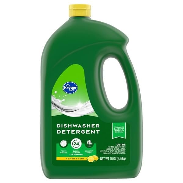 Dishwasher Detergent Gel, Lemon Scent, 75 oz, Powerful Grease-Cutting Formula, Spot-Free Shine, for Automatic Dishwashers