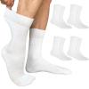YARMIS Cotton Diabetic Dress Socks Thin, White Diabetic Socks for Men Size 13-15 Non-Binding Top 4 Pairs Crew XL view 1