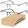 2 Pack Men's Half Frame Metal Reading Glasses , Mobile/Computer Reader view 1