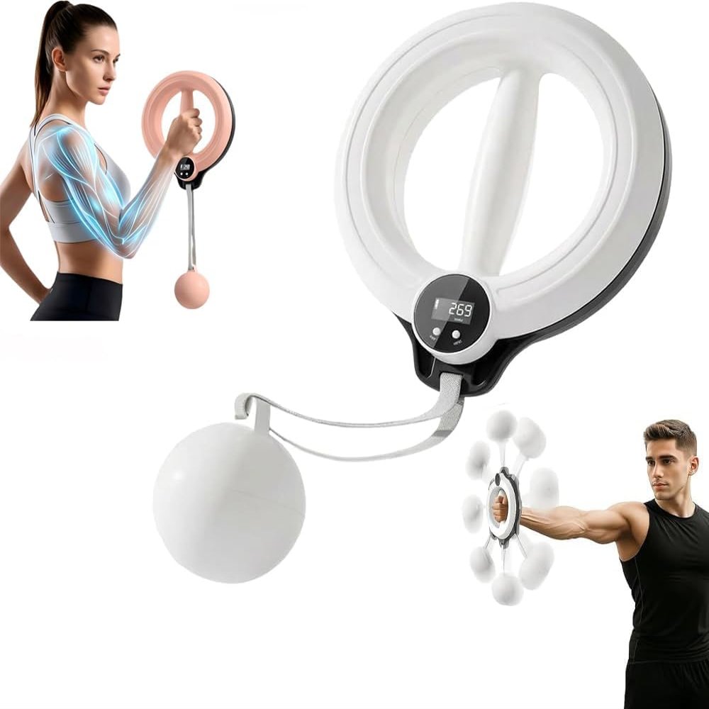 2026 New Infinity Hoop 2.0 for Arms and Shoulder,Exercise Equipment Smart Flabby Arm Exerciser with Digital Tracker, 360 Hand Crank Forearm Workout for Home Workout Gym (White)