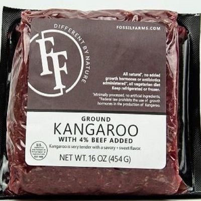 Fossil Farms Kangaroo Burgers, 3:1 Grass-Fed Beef Blend, Frozen Case of 12, 1 lb Vacuum-Sealed Patties, Ethically Sourced from Australia