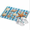 Summer Ocean Starfish Bath Stone Mat, Super Absorbent Diatomite Shower Mat, Coastal Shells Conch Blue Stripes Quick Drying Non-Slip Stone Mats for Bathroom Kitchen Counter Easy to Clean 16"x24" view 1