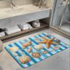 Summer Ocean Starfish Bath Stone Mat, Super Absorbent Diatomite Shower Mat, Coastal Shells Conch Blue Stripes Quick Drying Non-Slip Stone Mats for Bathroom Kitchen Counter Easy to Clean 16"x24" view 2