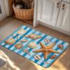 Summer Ocean Starfish Bath Stone Mat, Super Absorbent Diatomite Shower Mat, Coastal Shells Conch Blue Stripes Quick Drying Non-Slip Stone Mats for Bathroom Kitchen Counter Easy to Clean 16"x24" view 3
