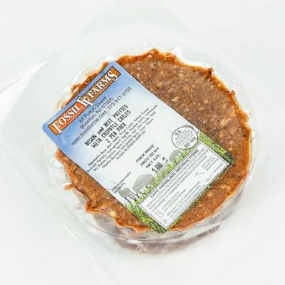 Fossil Farms Bison Burger Chipotle Frozen 10 count of 1 lb each, 10 lb Case, Fully Seasoned, Perfect for Upscale Dining Unique Sandwiches