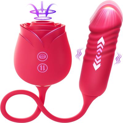 Rose Style Massager for Women 10 Modes, Rechargeable, Lightweight, Quiet & Discreet Design #7621 (Rose red)