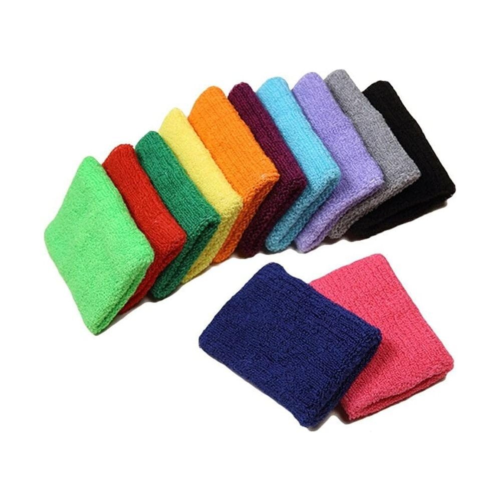 12pcs Colorful Wrist Sweatbands Athletic Cotton Terry Cloth Wristbands for Gym Sports (Random Color)