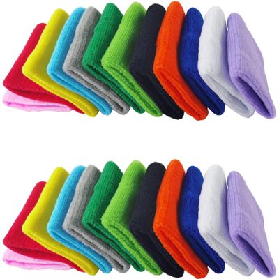 24PCS Colorful Sports Wristbands Cotton Sweatband Wristbands Wrist Sweatbands Wrist Sweat Bands for Men and Women, Good for Tennis, Basketball, Running, Gym, Working Out