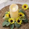 1PCS Fall Candle Rings Wreaths Decorative Rattan Garland with Maple Leaf Berries for Thanksgiving Halloween Table Decor (No) view 1