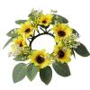 1PCS Fall Candle Rings Wreaths Decorative Rattan Garland with Maple Leaf Berries for Thanksgiving Halloween Table Decor (No) view 2