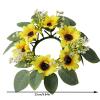 1PCS Fall Candle Rings Wreaths Decorative Rattan Garland with Maple Leaf Berries for Thanksgiving Halloween Table Decor (No) view 3