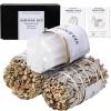 Runyangshi Natural White Sage & Selenite Cleansing Set White Sage Healing Bundles with 10PCS Selenite Wands for Spiritual Healing, Energy Cleansing, Meditation & Home Protection view 1