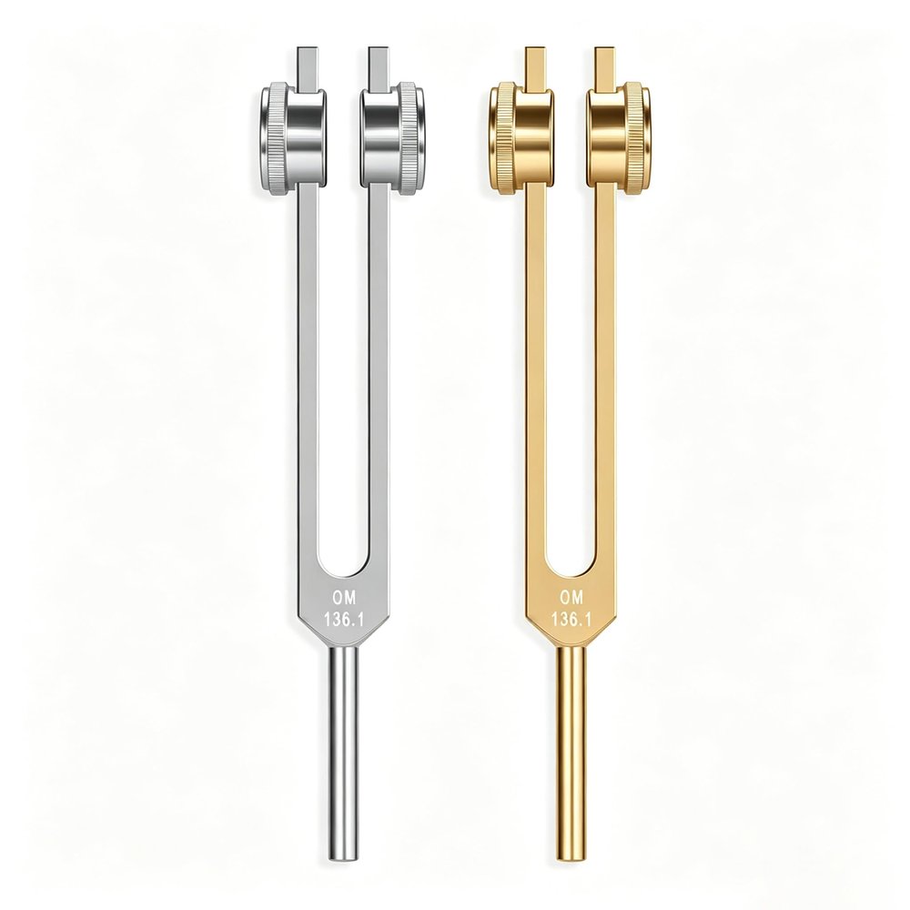 136.1Hz OM Weighted Tuning Fork Set, Gold & Silver, 2 Pack